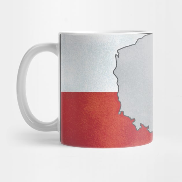 Poland map in polish flag colors distressed style by Finji